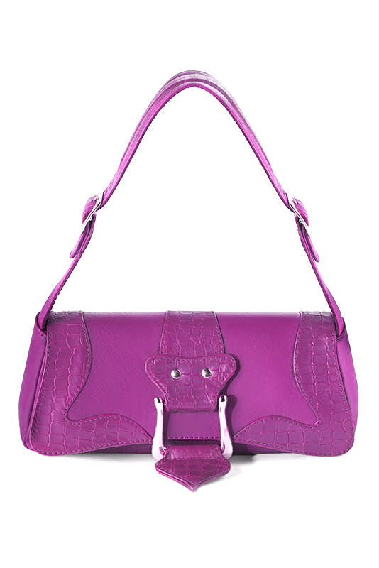 Mauve purple women's dress handbag, matching pumps and belts. Top view - Florence KOOIJMAN